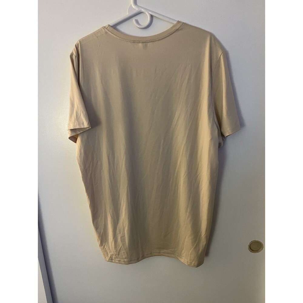 MILANO ITALIA Graphic Logo Crew Neck Short Sleeve T-Shirt XL Men's Beige - Picture 2 of 4